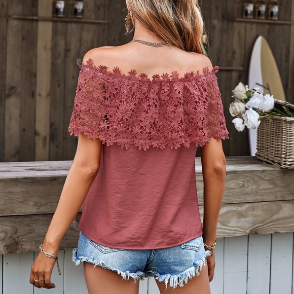 Boho White Floral Lace off Shoulder Blouse - Picture 7 of 16